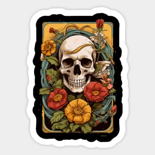 Elegant Floral Skull Art: Trending & Unique Boho Design Sticker